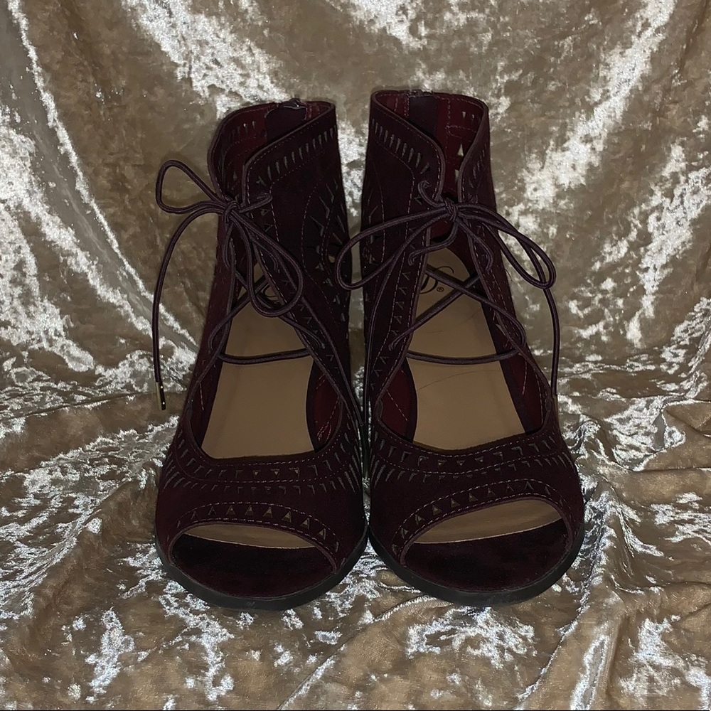 Maroon cutout heels